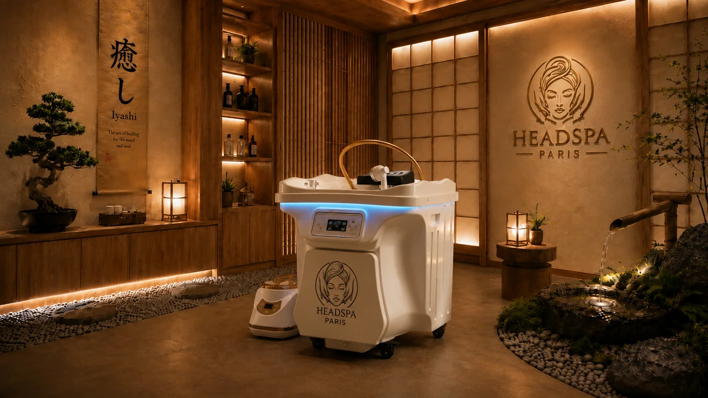 YUMI 2.0 — Bac HeadSpa portatif 60L (photo studio HD)
